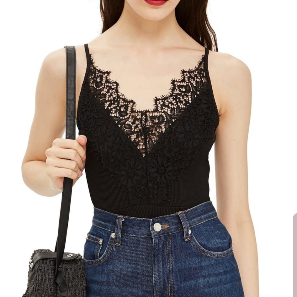Topshop bodysuit black lace